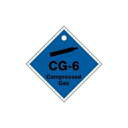 Accuform Energy Source ID Tag, CG-6 COMPRESSED GAS, 2.5in x 2.5in, Plastic, 5PK TDJ606VPM